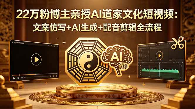 22万粉博主亲授AI道家文化短视频:文案仿写+AI生成+配音剪辑全流程