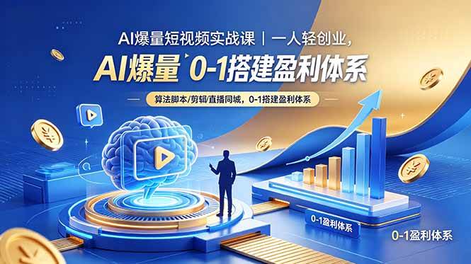 AI爆量短视频实战课|一人轻创业,算法脚本剪辑直播同城,0-1搭建盈利体系