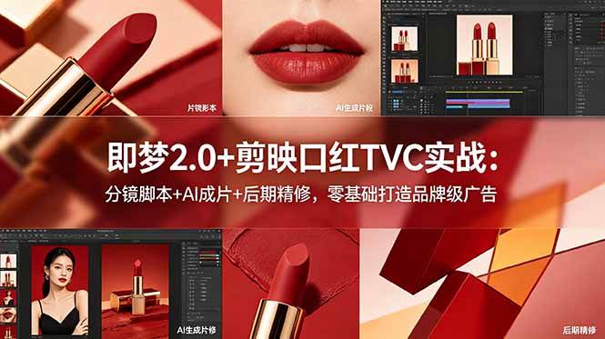 即梦2.0+剪映口红TVC实战:分镜脚本+AI成片+后期精修,零基础打造品牌级广告