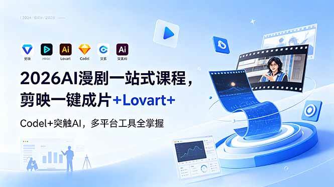 2026AI 漫剧一站式课程,剪映一键成片+Lovart+Codel+突触AI,多平台工具全掌握