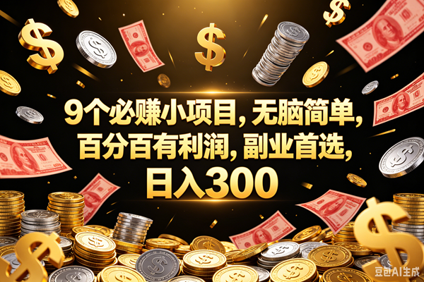 9个必赚的小项目,百分百赚元子,无脑简单,副业首选,日入300+