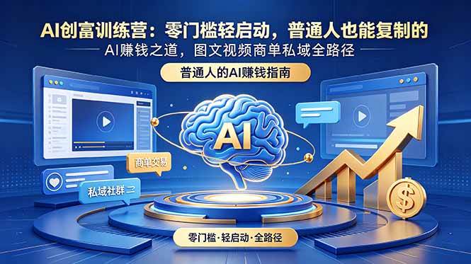 AI创富训练营:零门槛轻启动,普通人也能复制的AI赚钱之道,图文视频商单私域全路径