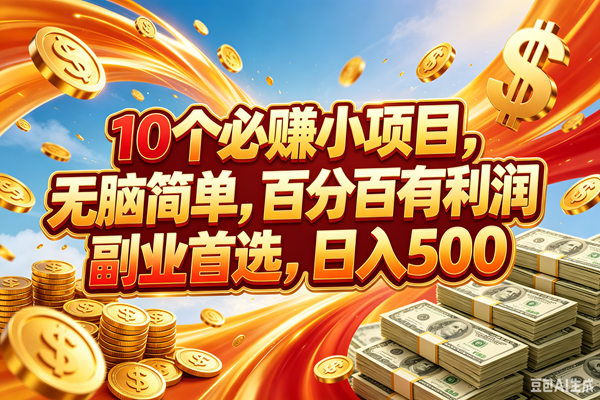 10个必赚的小项目,百分百赚元子,无脑简单,副业首选,日入500+
