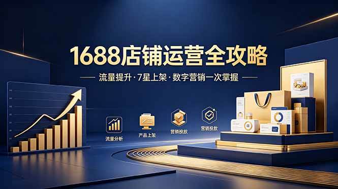 1688店铺没流量?产品上架不到7星?数字营销不会投?全套运营技能一次学(更新6月)