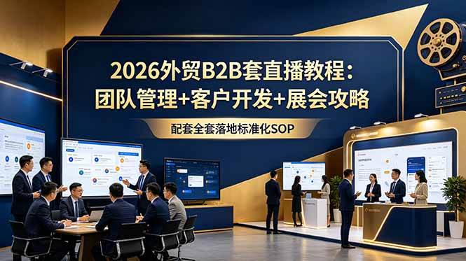 2026外贸B2B套直播教程:团队管理+客户开发+展会攻略,配套全套落地标准化SOP