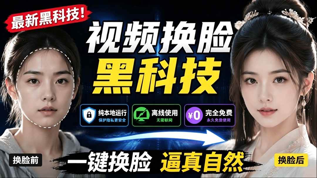 AI 人工智能如此夸张?一键视频换脸黑科技,纯本地离线运行,本地视频换脸娱乐工具, AI FaceSwap