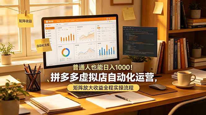 普通人也能日入 1000!拼多多虚拟店自动化运营,矩阵放大收益全程实操流程