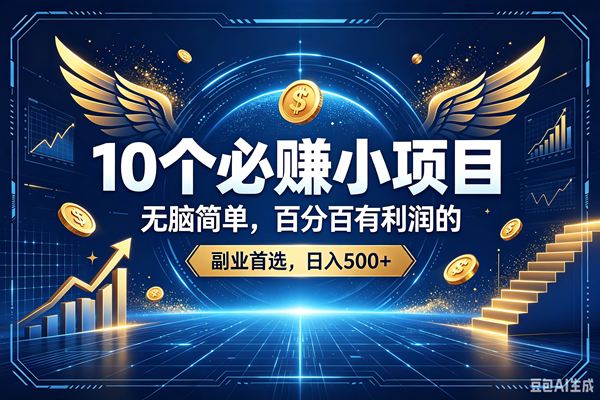 15个必赚的小项目,百分百赚元子的,无脑简单,副业首选,日入500+