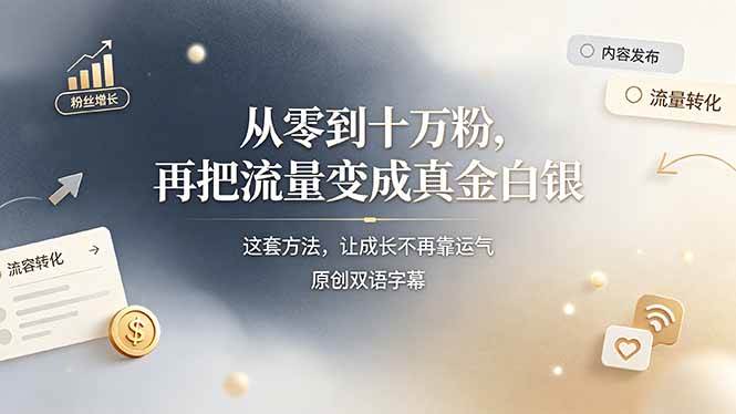 从零到十万粉,再把流量变成真金白银——这套方法,让成长不再靠运气【原创双语字幕】
