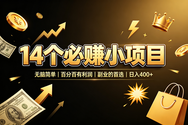 14 个必赚小项目,无脑简单,百分百有利润,副业的首选,日入 400+