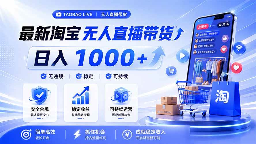 拒绝死工资!淘宝无人直播,让你睡觉都在进账,马上学习 马上操作 马上赚钱