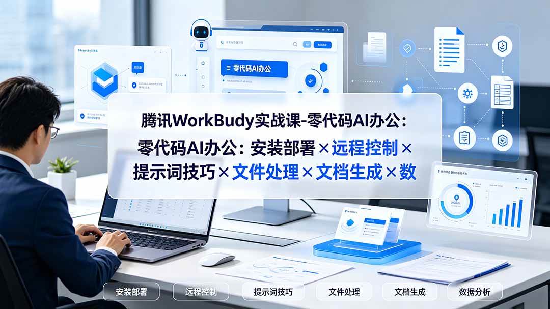 腾讯WorkBuddy实战课-零代码AI办公:安装部署×远程控制×提示词技巧×文件处理×文档生成×数据分析