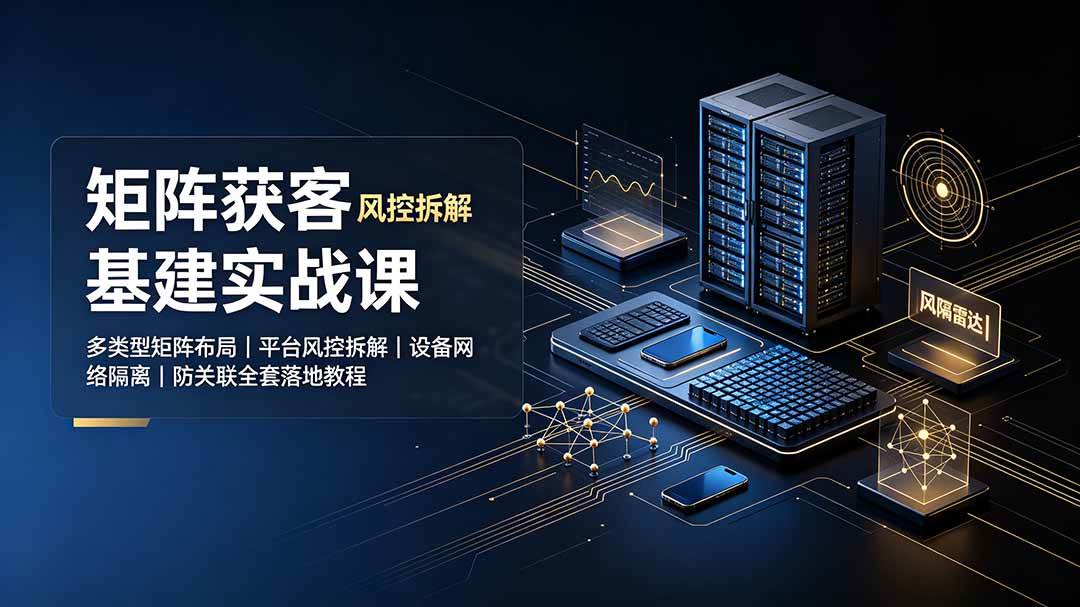矩阵获客基建实战课:多类型矩阵布局|平台风控拆解|设备网络隔离|防关联全套落地教程
