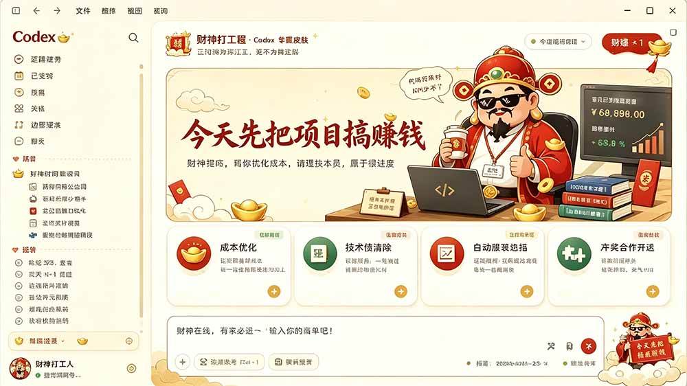 闲鱼售卖99元的Codex皮肤包,GitHub 免费开源了!让你的codex变成精美界面 Codex Dream Skin