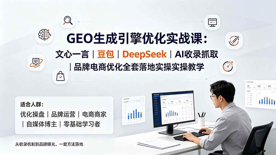 GEO生成引擎优化实战课:文心一言|豆包|DeepSeek|AI收录抓取|品牌电商优化全套落地实操教学