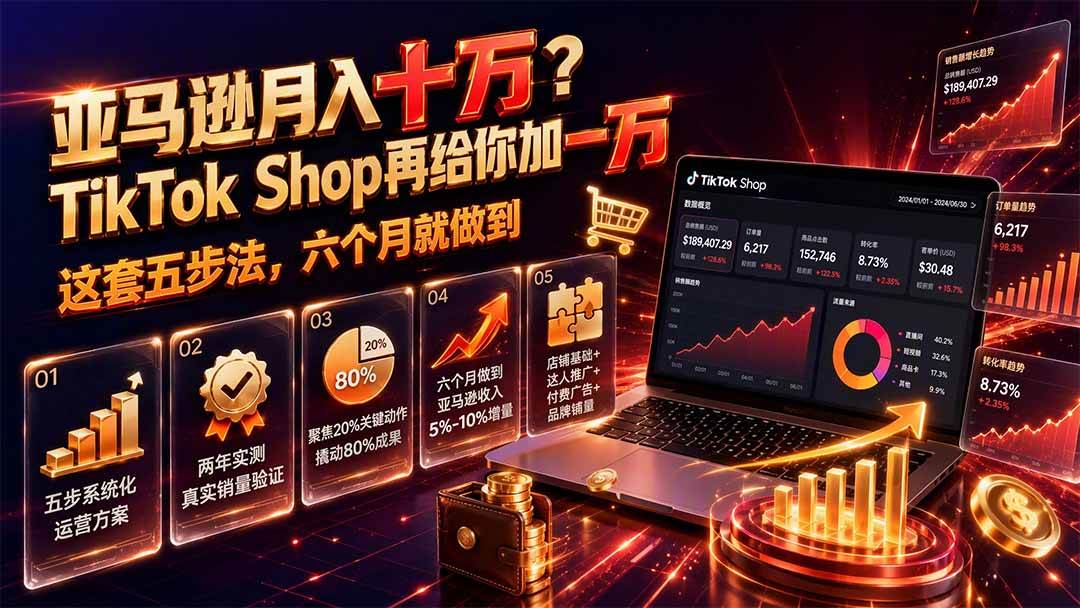 亚马逊月入十万?TikTok Shop再给你加一万——这套五步法,六个月就做到【原创双语字幕】