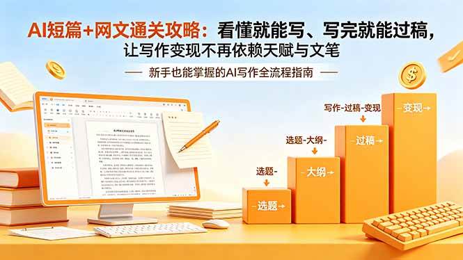 AI短篇+网文通关攻略-更新:看懂就能写、写完就能过稿,让写作变现不再依赖天赋与文笔