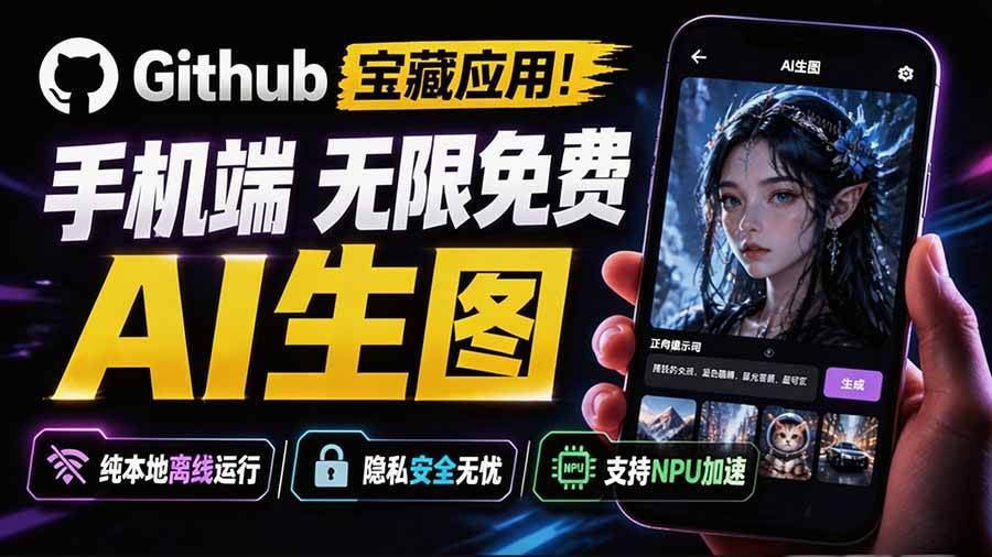 Github宝藏应用!手机端无限免费AI 生图,纯本地离线运行,支持NPU加速 斩获3.1k stars,local-dream