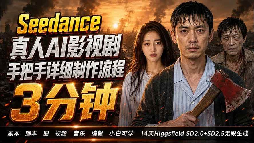 3分钟真人AI影视剧怎么做?SD 2.0手把手完整制作流程|Higgsfield 14天SD 2.0/2.5无限生成
