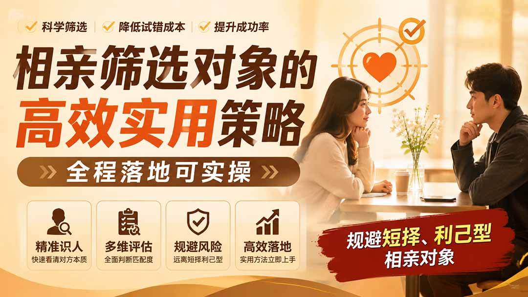 付费文章:相亲筛选对象的高效实用策略,全程落地可实操,规避短择、利己型相亲对象
