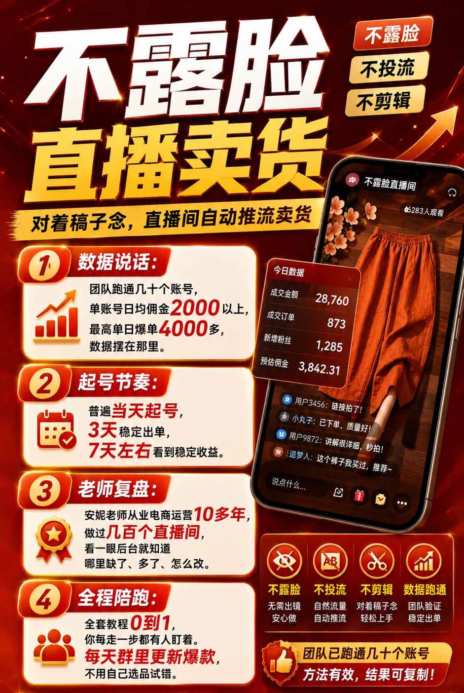 不露脸不投流,这个直播间让我月入过万!没人出镜,订单却一直在出,宝妈直播2小时,佣金839元