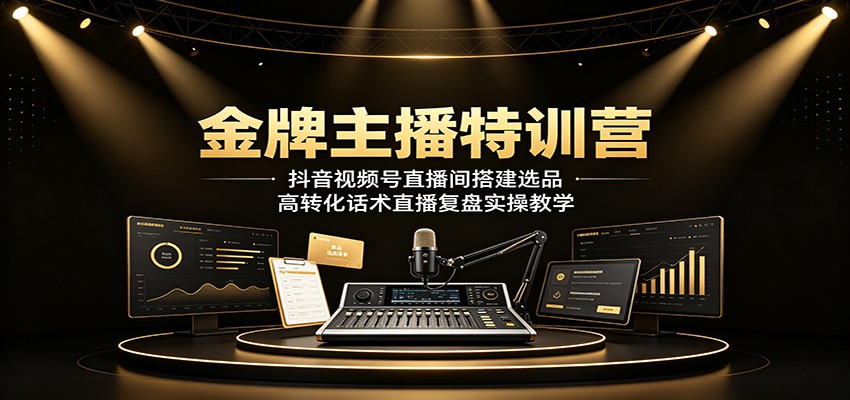 金牌主播特训营:抖音视频号直播间搭建选品,高转化话术直播复盘实操教学