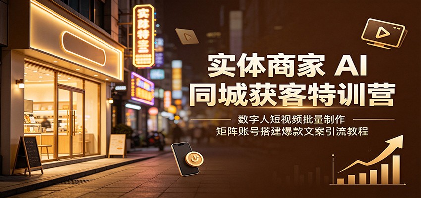 实体商家AI同城获客特训营:数字人短视频批量制作,矩阵账号搭建爆款文案引流教程