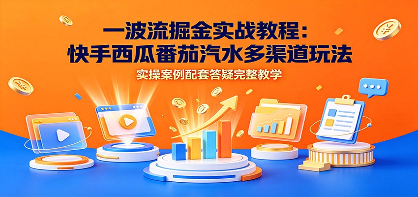 一波流掘金实战教程:快手西瓜番茄汽水多渠道玩法,实操案例配套答疑完整教学
