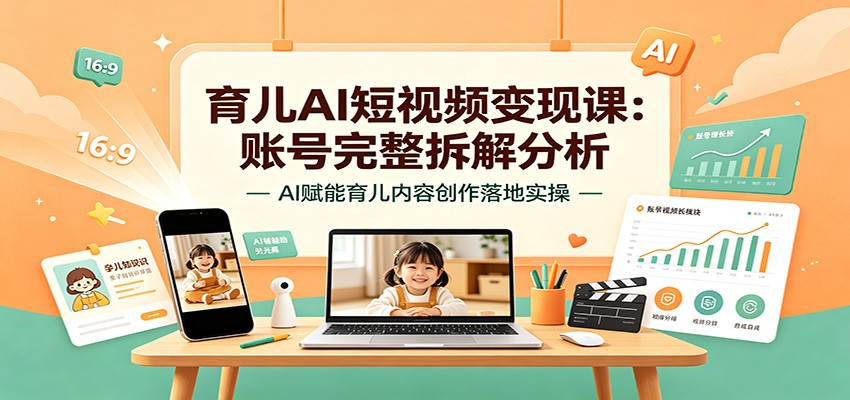 育儿AI短视频变现课:账号完整拆解分析,AI赋能育儿内容创作落地实操
