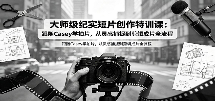 大师级纪实短片创作特训课:跟随Casey学拍片,从灵感捕捉到剪辑成片全流程