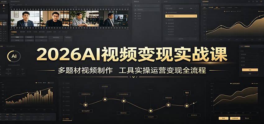 2026AI视频变现实战课:多题材视频制作,工具实操运营变现全流程