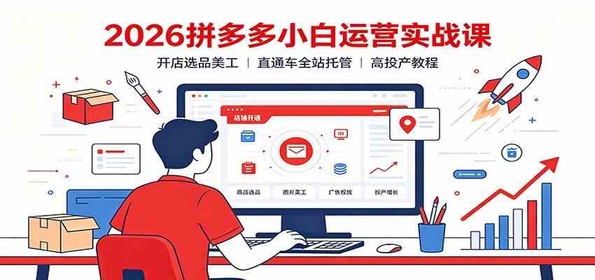 2026拼多多小白运营实战课:开店选品美工,直通车全站托管高投产教程