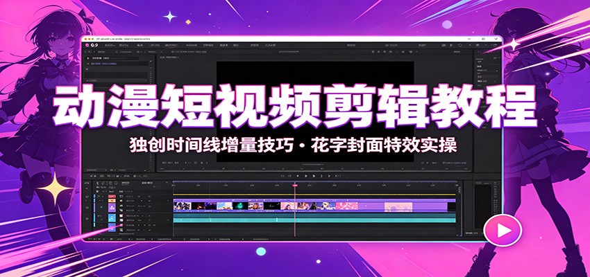 动漫短视频剪辑教程:独创时间线增量技巧,花字封面特效实操