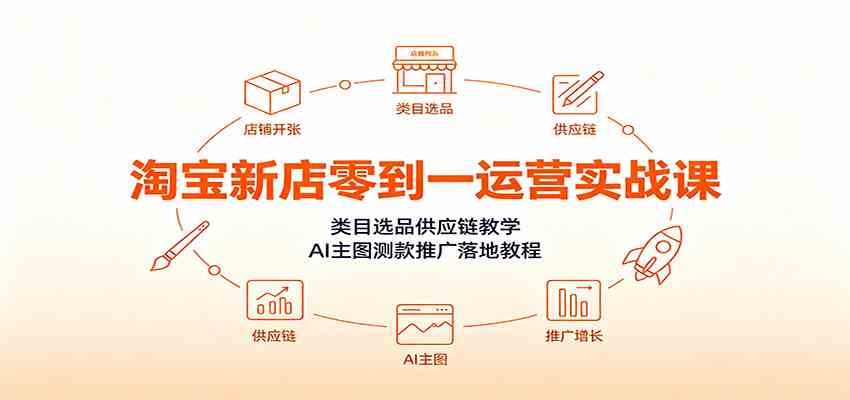 淘宝新店零到一运营实战课:类目选品供应链教学,AI主图测款推广落地教程