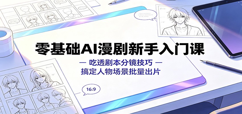 零基础AI漫剧新手入门课:吃透剧本分镜技巧,搞定人物场景批量出片