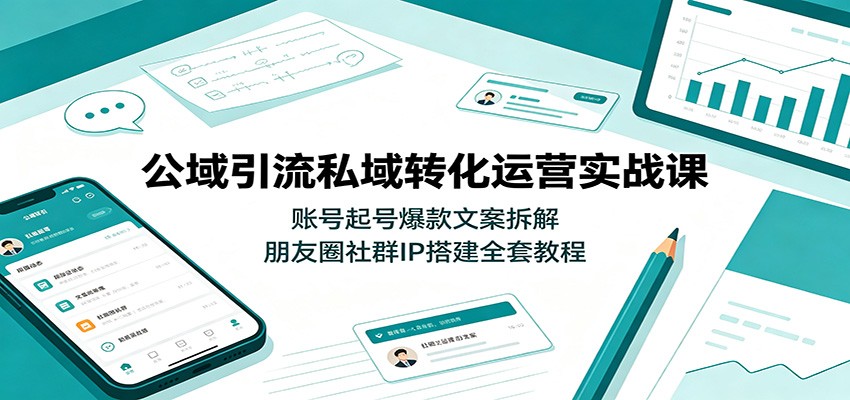 公域引流私域转化运营实战课:账号起号爆款文案拆解,朋友圈社群IP搭建全套教程