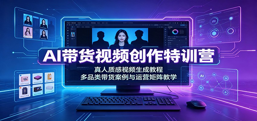 AI带货视频创作特训营:真人质感视频生成教程,多品类带货案例与运营矩阵教学