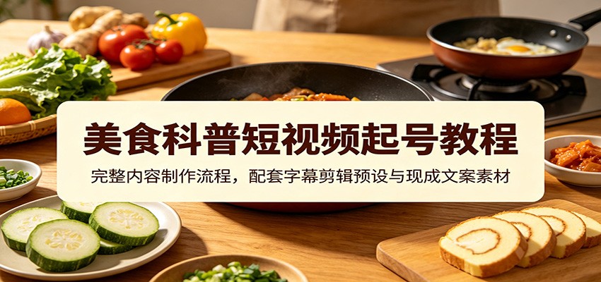 美食科普短视频起号教程:完整内容制作流程,配套字幕剪辑预设与现成文案素材