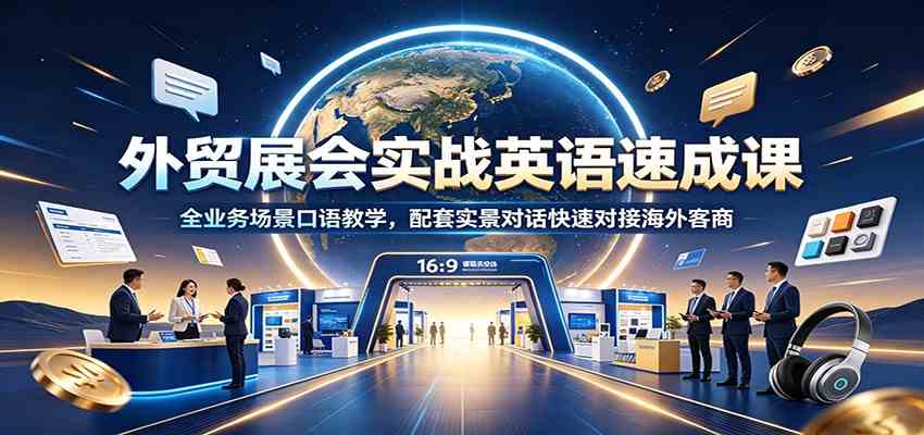外贸展会实战英语速成课:全业务场景口语教学,配套实景对话快速对接海外客商