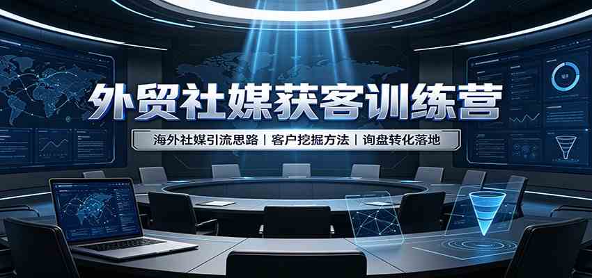 外贸社媒获客训练营:海外社媒引流思路,客户挖掘方法,询盘转化落地