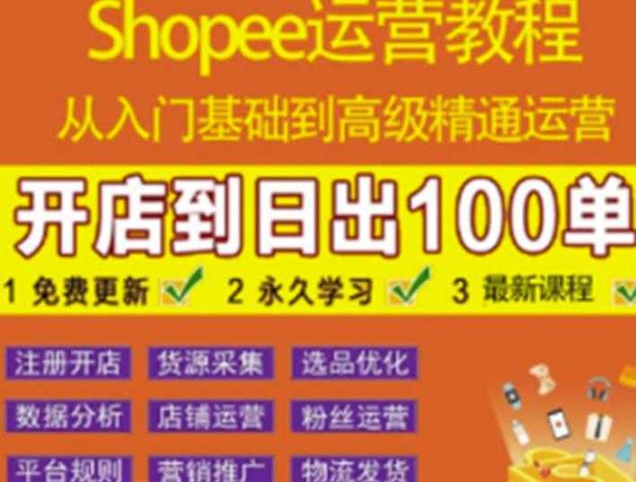 shopee运营教程：从入门基础到高级精通，开店到日出100单