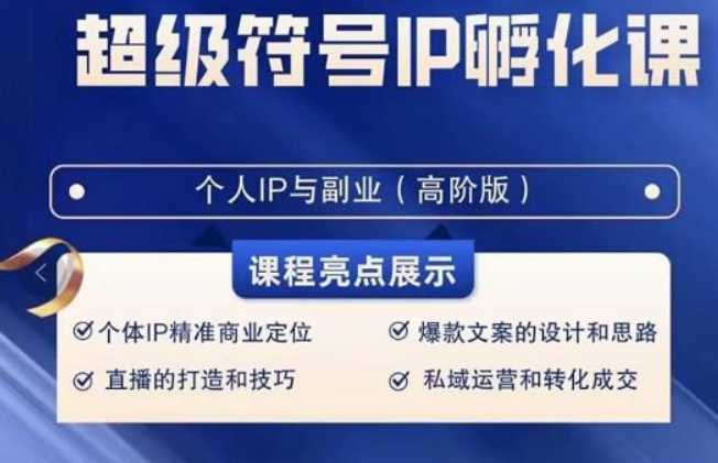 超级符号IP孵化高阶课，建立流量思维底层逻辑，打造属于自己IP