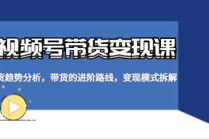 视频号带货变现课,货趋势分析,带货的进阶路线,变现模式拆解