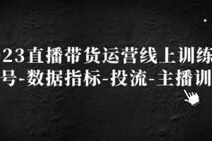 2023直播带货运营线上训练营,起号-数据指标-投流-主播训练