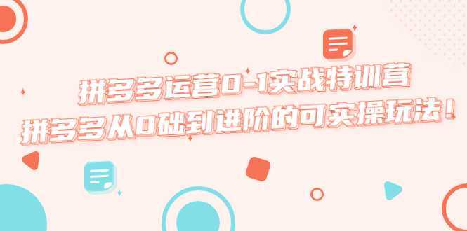 拼多多运营0-1实战特训营,拼多多从0础到进阶的可实操玩法!