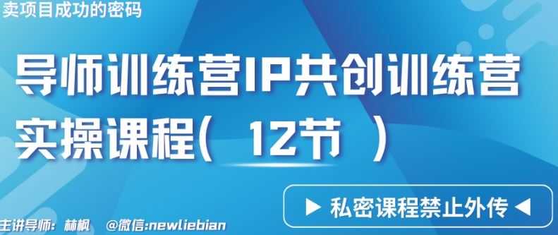 导师训练营3.0IP共创训练营私密实操课程-卖项目的密码成功秘诀【揭秘】