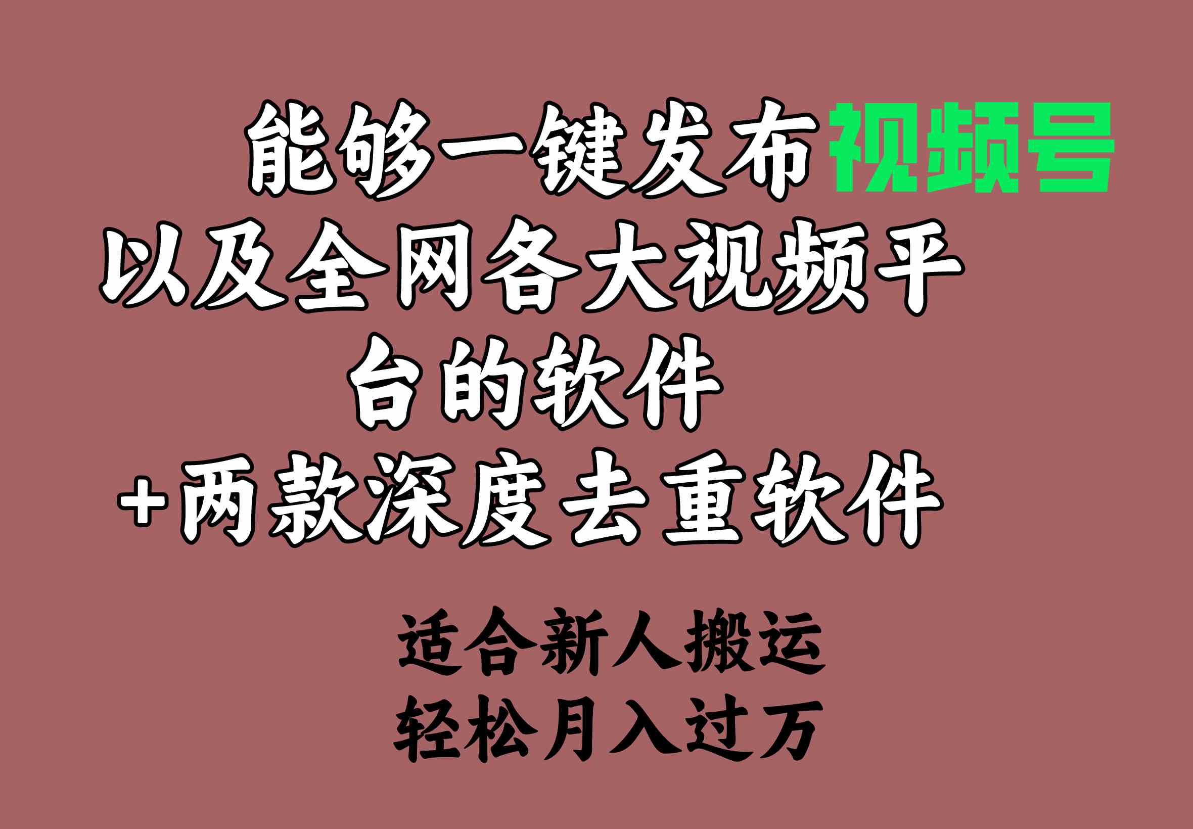 能够一键发布视频号以及全网各大视频平台的软件+两款深度去重软件 适合&#8230;