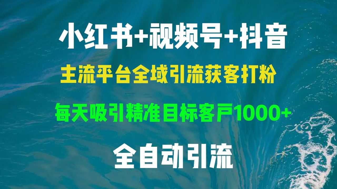 小红书，视频号，抖音主流平台全域引流获客打粉，每天吸引精准目标客户&#8230;
