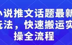 小说推文话题最新玩法,快速搬运实操全流程