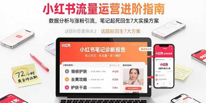 小红书流量运营进阶指南，数据分析与涨粉引流，笔记起死回生7大实操方案